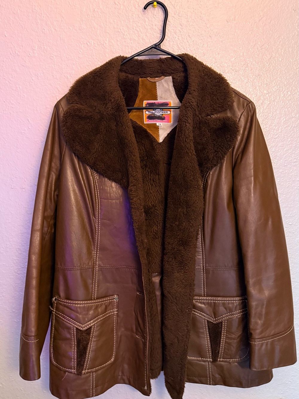 Brown Faux Shearling Leather Jacket
